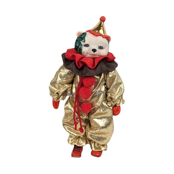 Vintage White Bear Clown Figurine: Collectible Toy Decor, 6.5" - Picture 2 of 6
